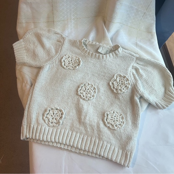 Joie Sweaters - Joie Cream Sweater with Crochet Floral Details Girl’s Size Small